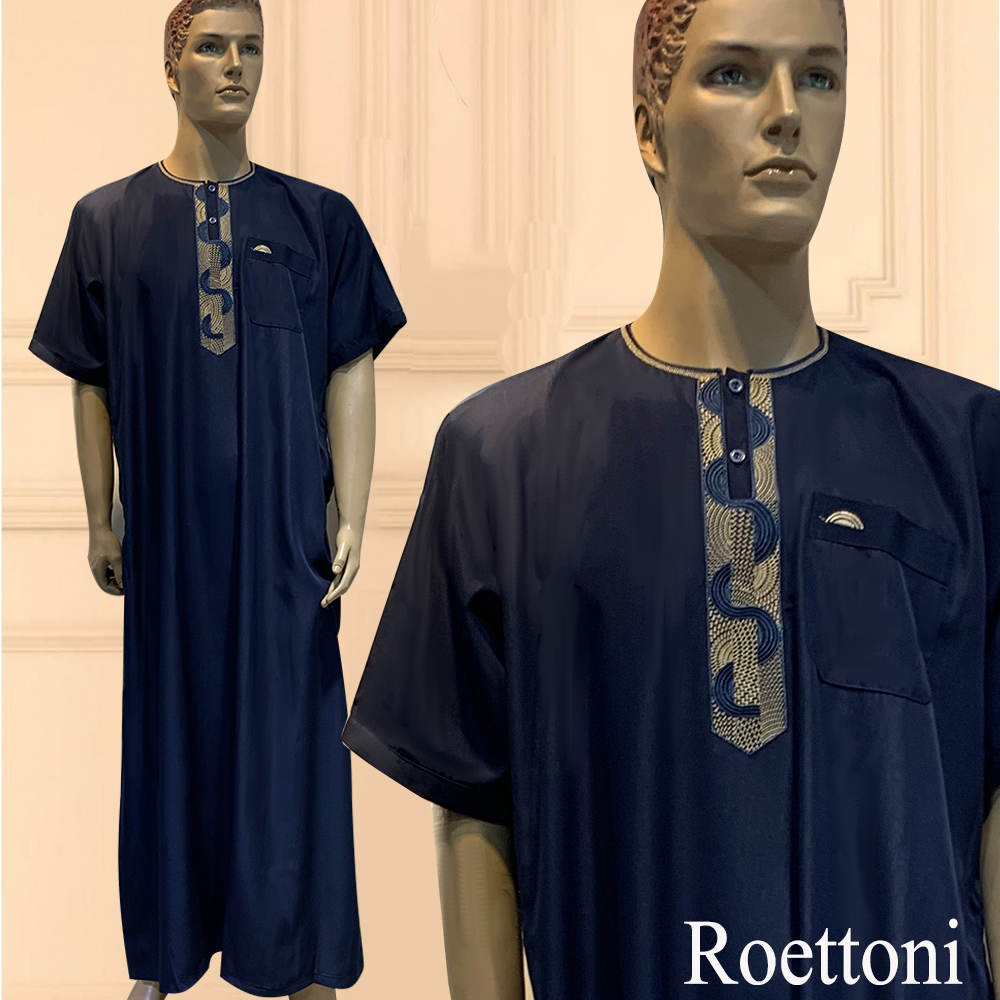 男性用半袖マキシドレス,イスラム教徒の祈りのドレス,カフタン,ジュバ,マット,モロッコ,刺sau, 新品,1個