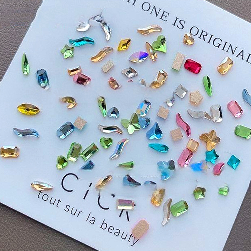 300/100 sztuk Mini Nail Art dżetów kryształowe akrylowe diamenty z płaskim tyłem mieszany kształt blask DIY paznokci luksusowe akcesoria do Manicure