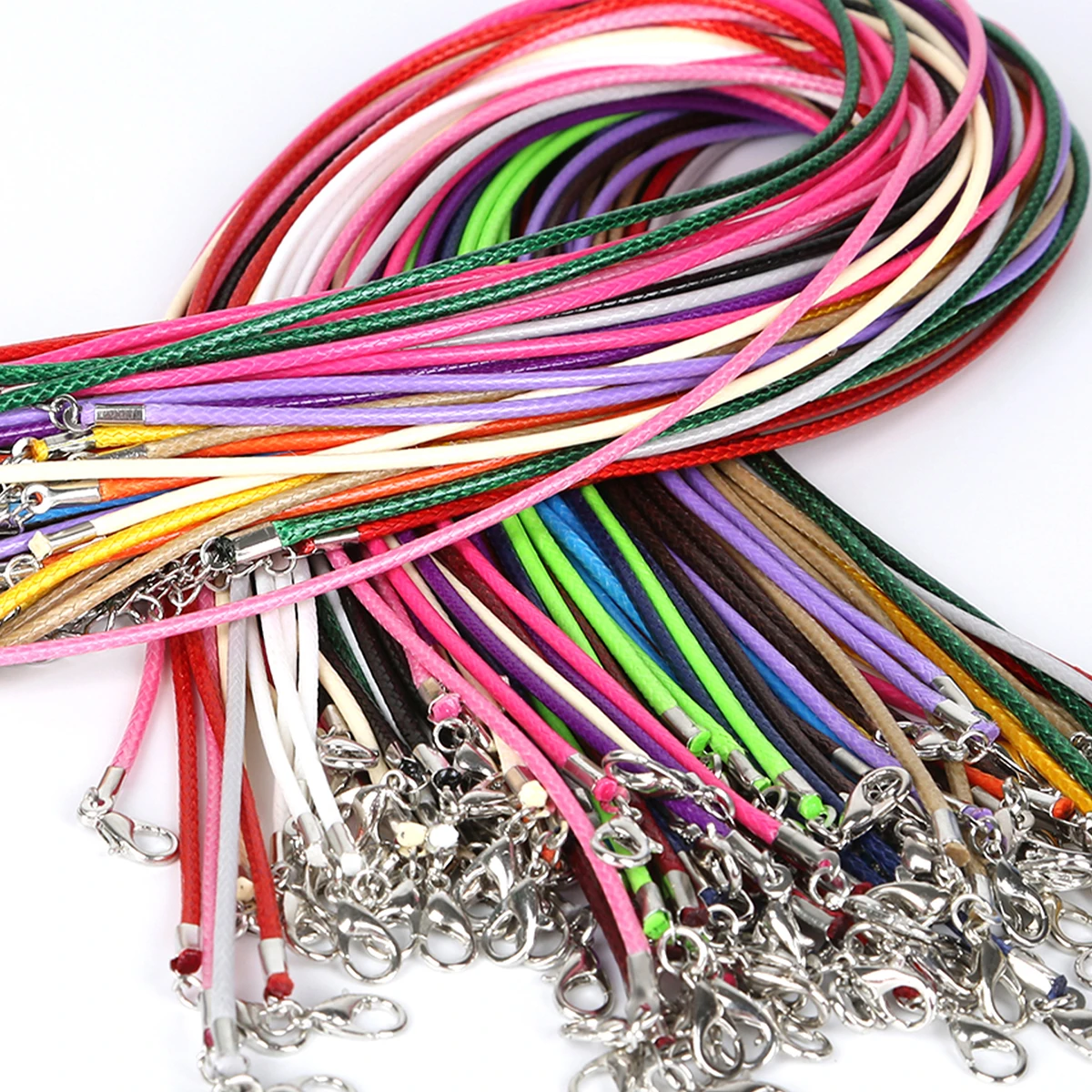 10 pçs/lote correntes de couro falso pulseira gargantilha colar com fecho lagosta diy jóias fazendo descobertas cordão corda 1.5mm