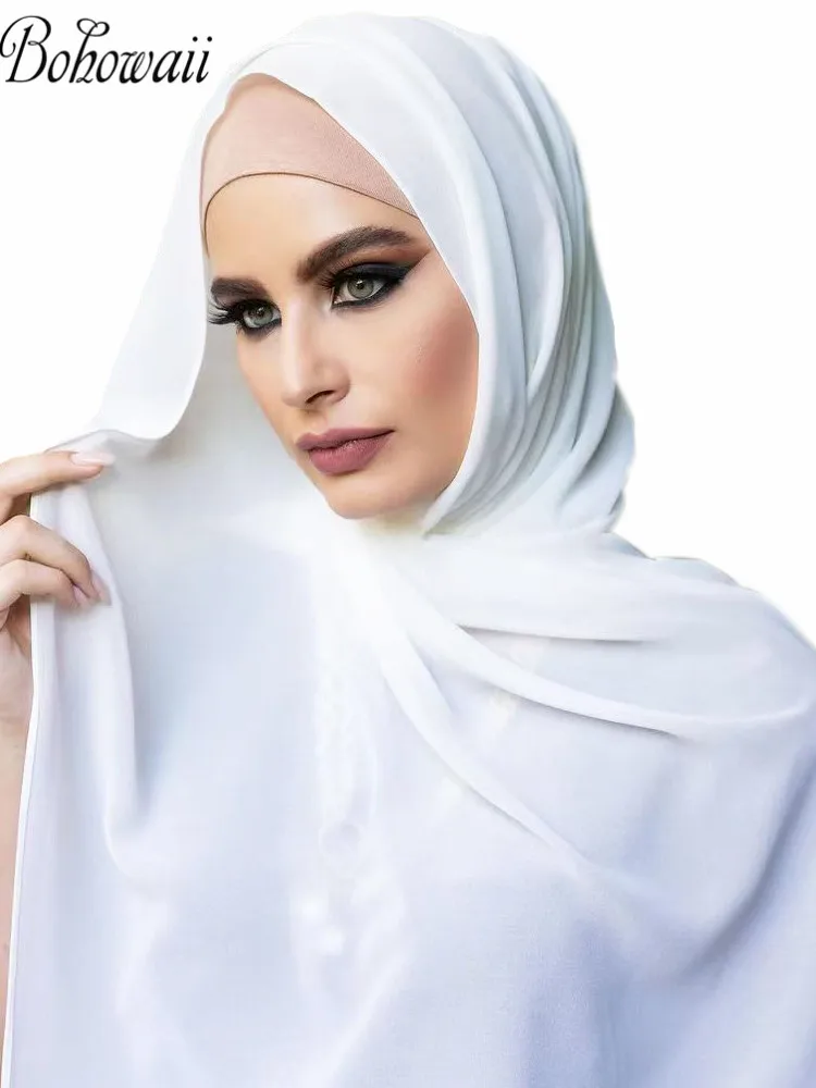 Liquidação_clássico muçulmano menina chiffon hijab cachecol feminino longo envoltório de cabeça para casamento hijabs cachecóis véu 180*70cm lenço_
