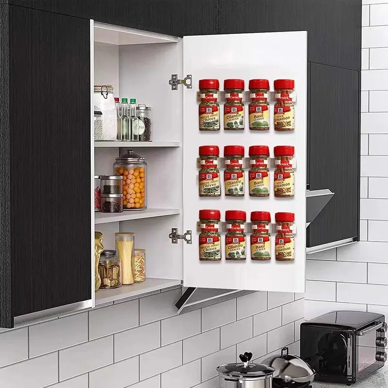 2 pz/set scaffale portaoggetti da cucina bianco scaffale portaoggetti per barattoli di condimento semplice Clip per bottiglie quattro cinque fori