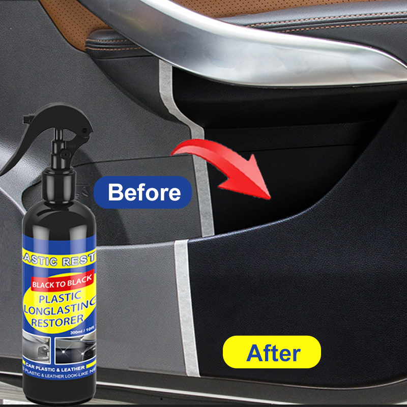 Restaurador de plástico para carro, produtos de limpeza de carro com brilho preto, restauração de couro plástico, polimento automático e reparo, renovador de revestimento