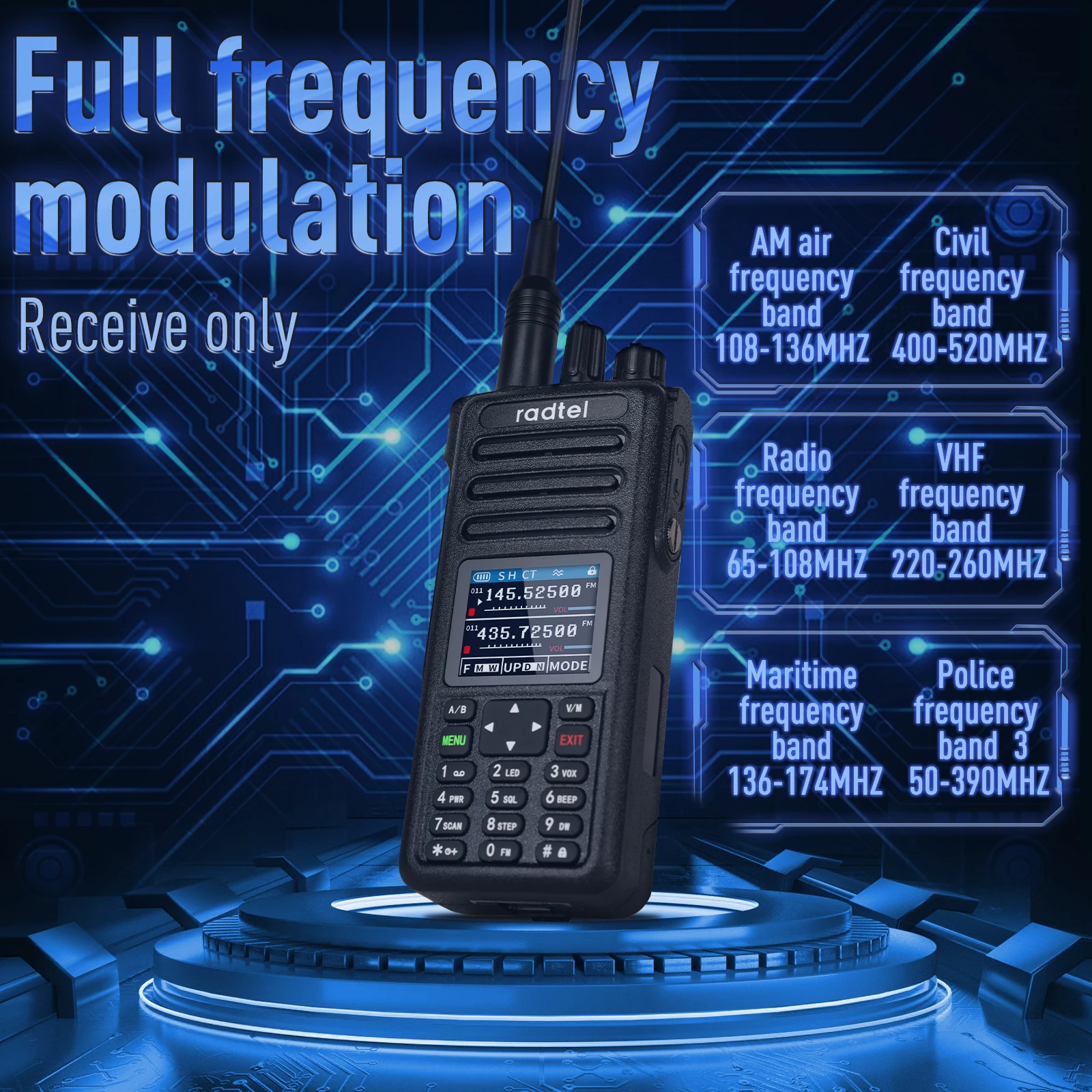 Radtel RT-730 IP67 impermeable 10w banda aérea Walkie Talkie banda completa Amateur Ham 199CH HT USB-C batería NOAA FM AM UHF VHF Satcom
