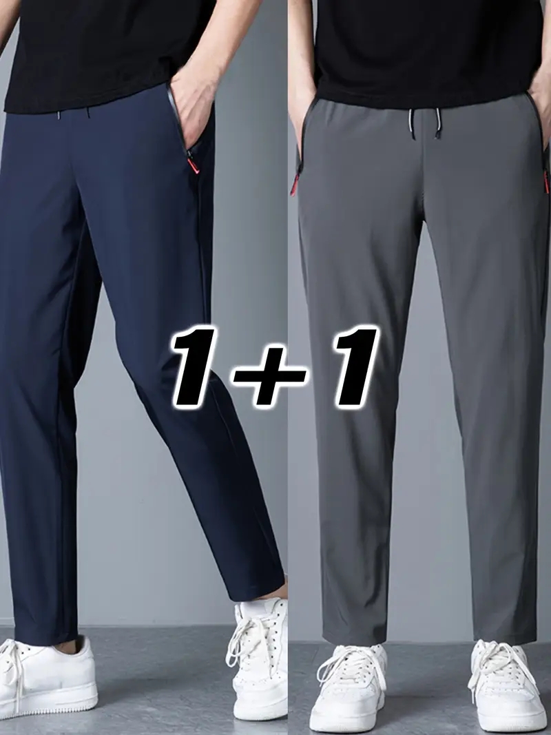 2-delige heren casual broek stretch elastische taille jogger Koreaanse klassieke blauw zwart grijze mannelijke merkbroek plus maat