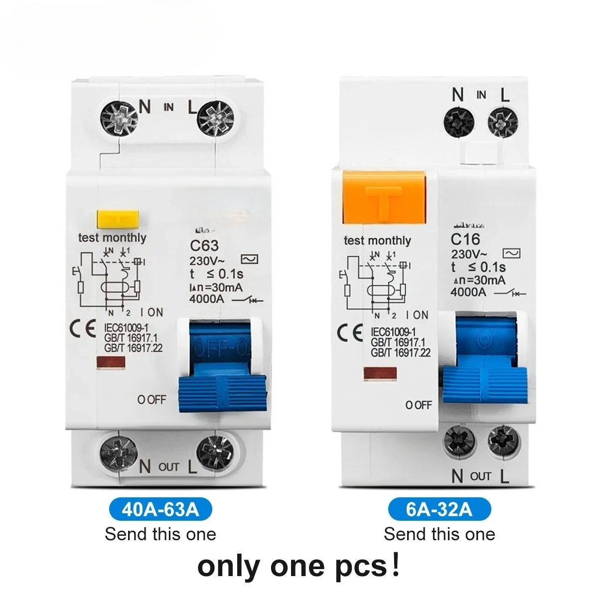 เบรกเกอร์ป้องกันไฟรั่ว 230V 1P+N พร้อมระบบป้องกันกระแสเกินและกระแสลัดวงจร RCBO MCB