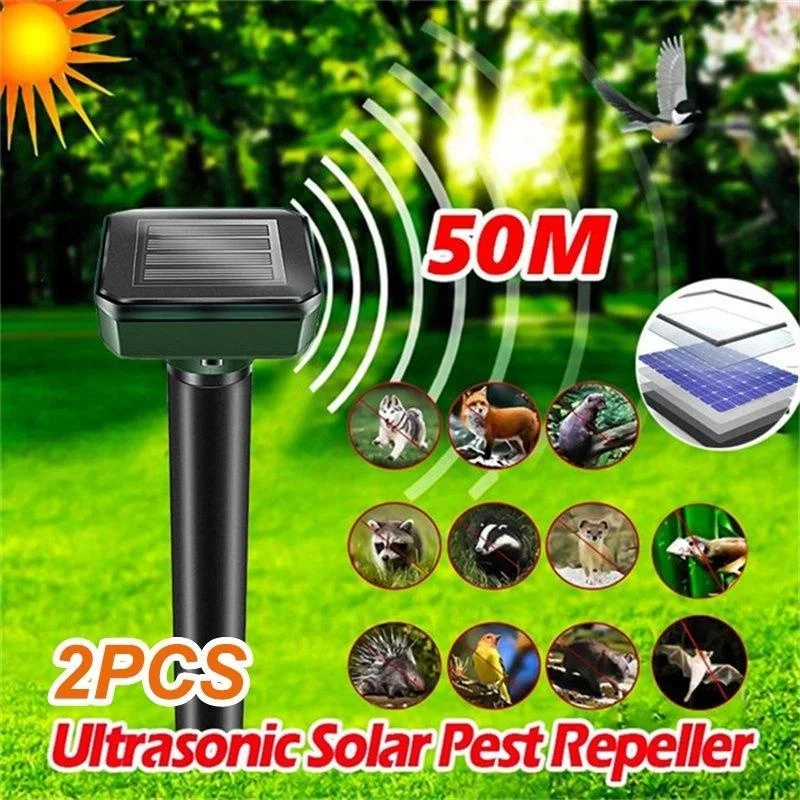 50m/55FT Ultrasonic Solar Pest Repeller Motion Sensor Repellent Waterproof Garden Farm Lawn Animals Insect Mole Birds Snake
