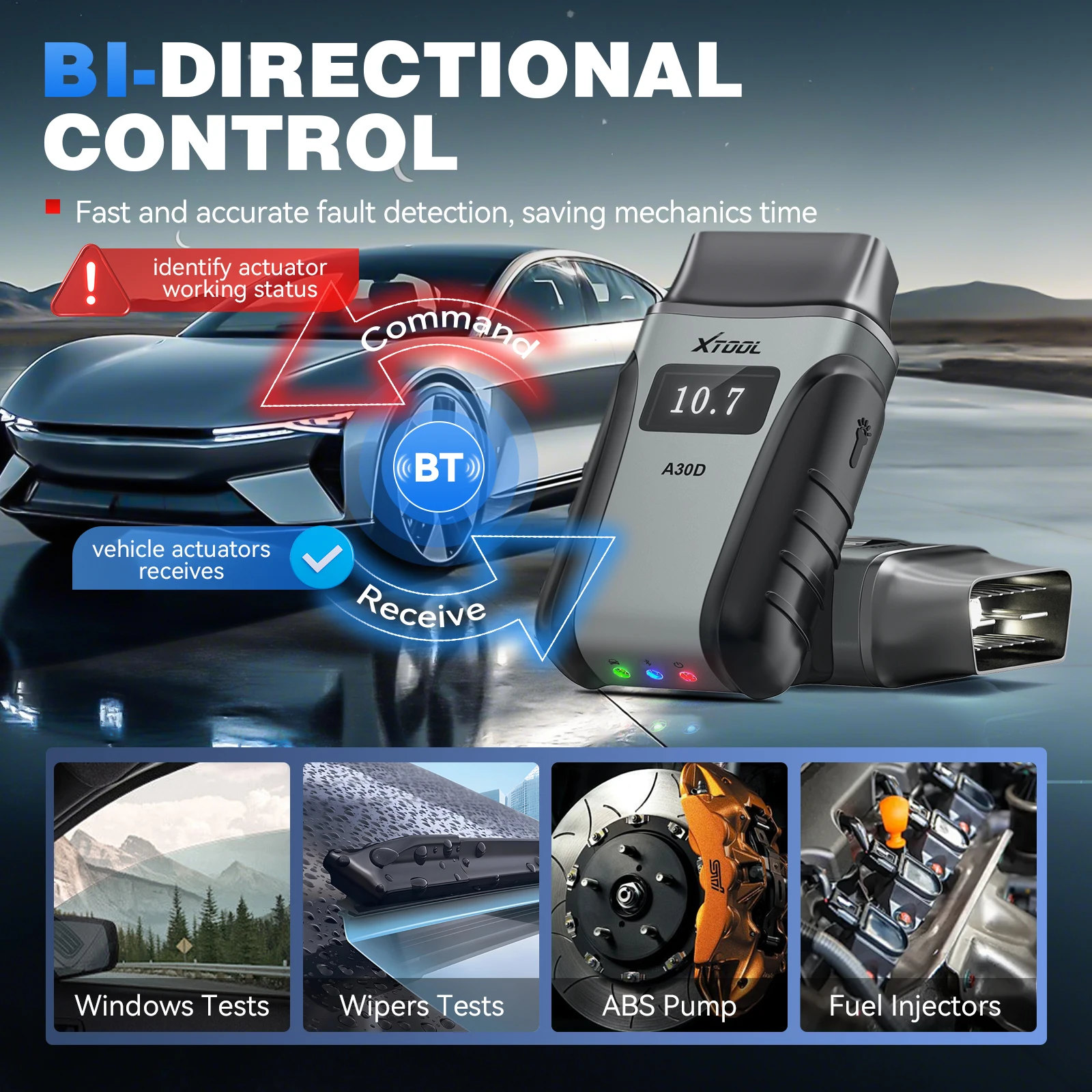 XTOOL Anyscan A30D OBD2 Scanner lecteur de Code de voiture bidirectionnel sans fil avec mises à vie et 19 réinitialisations FCA AutoAuth CANFD