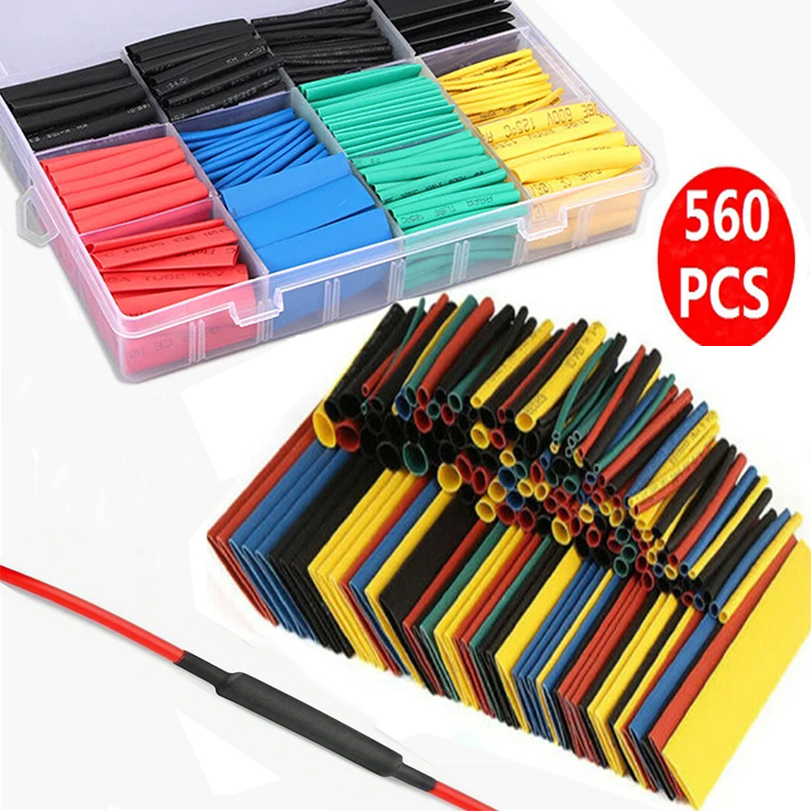 530/127pcs 열 수축 튜브 슬리브 폴리올레핀 세트 2:1 수축률 와이어 케이블 여러 가지 빛깔의 슬리브