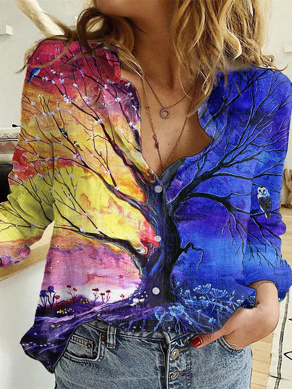 Temperament Lose Bluse Mode Lässig Frau Hemd Elegante Langarm Shirt Frau Urlaub Wochenende Top