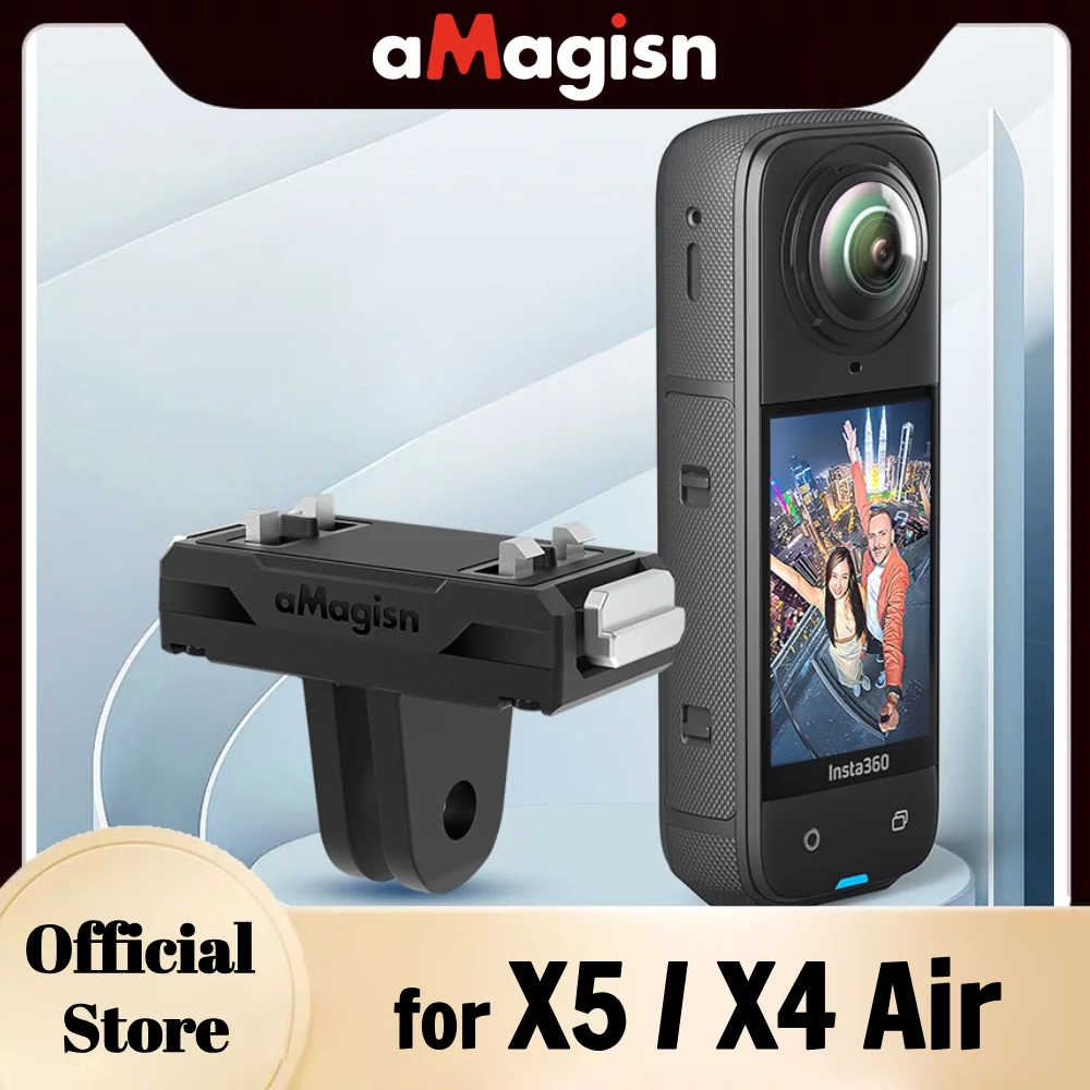 aMagisn Быстросъемное крепление для Insta360 X5 / X4 Air , пластиковое магнитное основание с надежным адаптером с защелкой  Аксессуары для камер