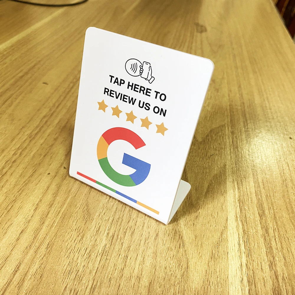 3 "X4" อังกฤษเยอรมันฝรั่งเศสสเปน NFC รีวิวจาก Google ลงชื่อเข้าใช้เพิ่มชื่อเสียงได้อย่างรวดเร็ว Google Review Card NFC Station Stand