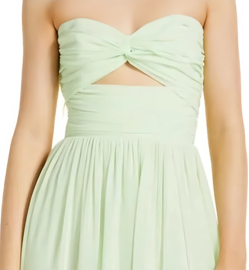 Strapless chiffon galajurken geplooid sexy hoge split backless cocktailpartyjurk uit de schouder lange homecoming-jurk