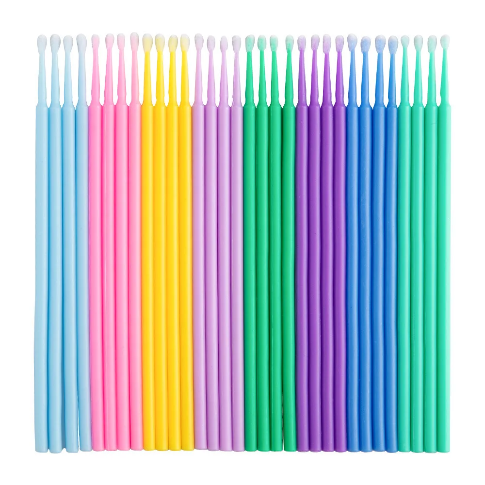 100 unids/lote hisopos suaves de algodón desechables extensión de pestañas aplicadores de microcepillo máscara Micro cepillo palo herramientas de maquillaje de limpieza