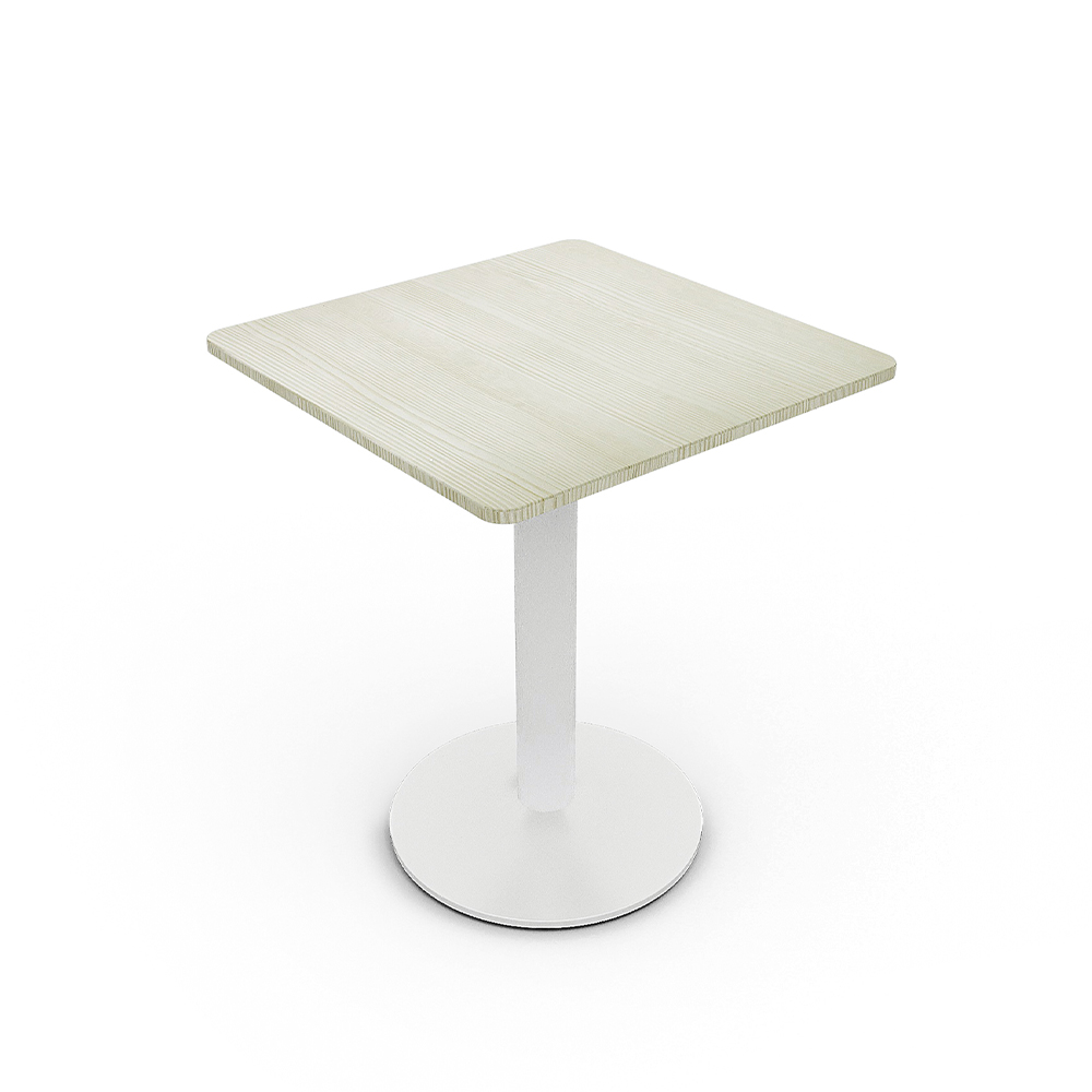 White Square Cafe Table with Metal Base