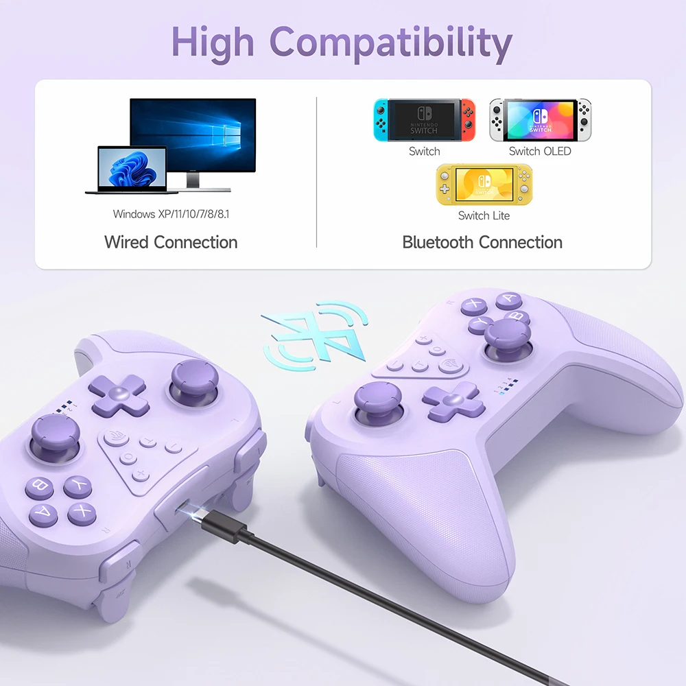 EasySMX T37 무선 게임 패드, Nintendo Switch, PC, Steam Deck, 6축 자이로 모션 제어용 Bluetooth 게임 컨트롤러