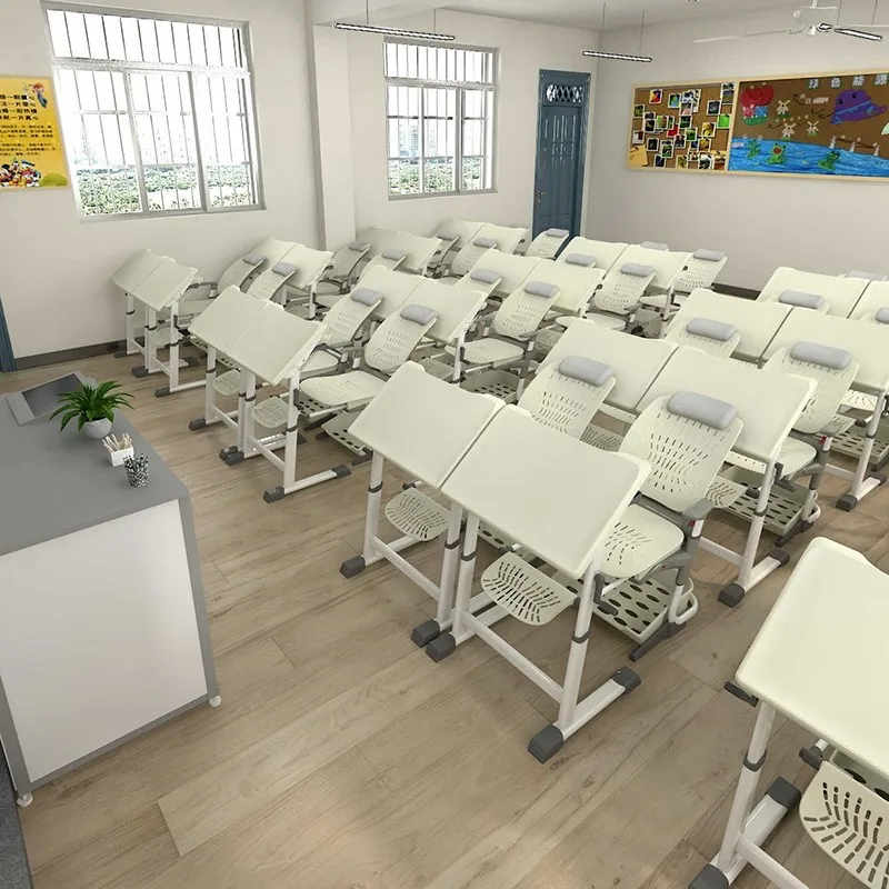 Student Lunch Break Table And Chair, School Desk And Chair Set, Foldable And Adjustable Multifunctional Children's Study Desk
