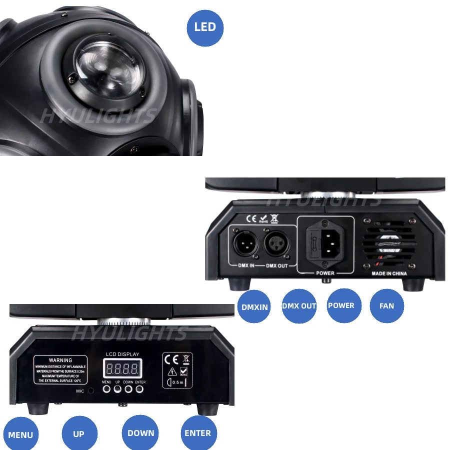 LED Moving Head 8x15W RGBW 4in1 mit Halo RGB 3in1Fußballlicht 360 °   Infinite Rotation Beam Strobe DJ Bar DMX 512 Bühneneffekt