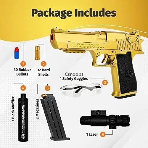 Pistolet zabawka edukacyjna z wystrzeliwującymi nabojami, pistolet na miękkie kulki piankowe dla dzieci, chłopców i dorosłych, pistolet airsoft, prezent urodzinowy dla dzieci.