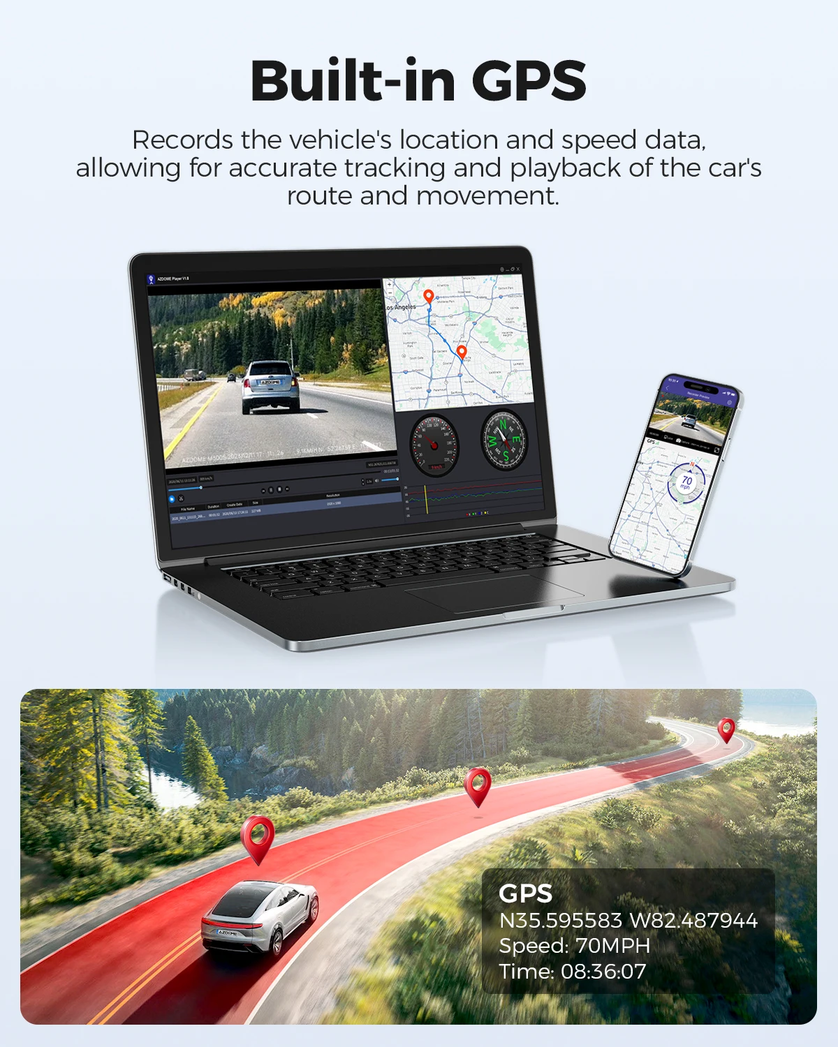 Azdome m300s 4k + 1080p câmera de painel dupla com 5.8ghz wifi gps visão noturna 24 horas modo estacionamento gravação em loop g-sensor