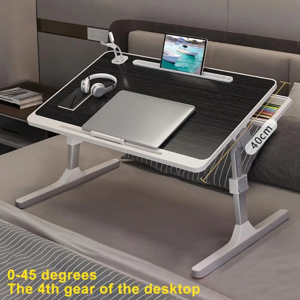 Laptop Bed Tray Table, Height Angle Adjustable Laptop Bed Stand, Portable Lap Desk with Foldable Legs, Foldable Lap Tablet Table