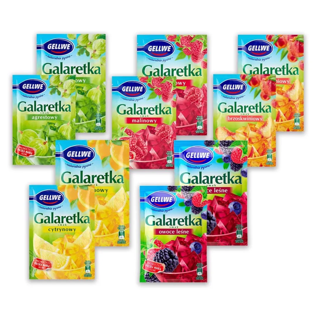 Gellwe Galaretka Mix 5 smaków 72g x 10 sztuk