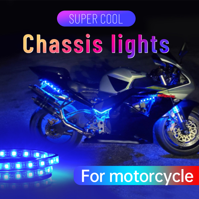 APP LED motocicleta coche atmósfera pie luz control remoto flexible impermeable sonido 12V moto decorativa lámpara ambiente tira
