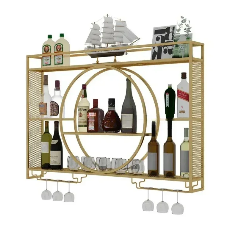 Wine Cabinet,Iron Wine Rack,Cabinet Wall Mounted in The Lobby,Wine Storage and Display Rack Bottle Bar Cabinet for Living Room