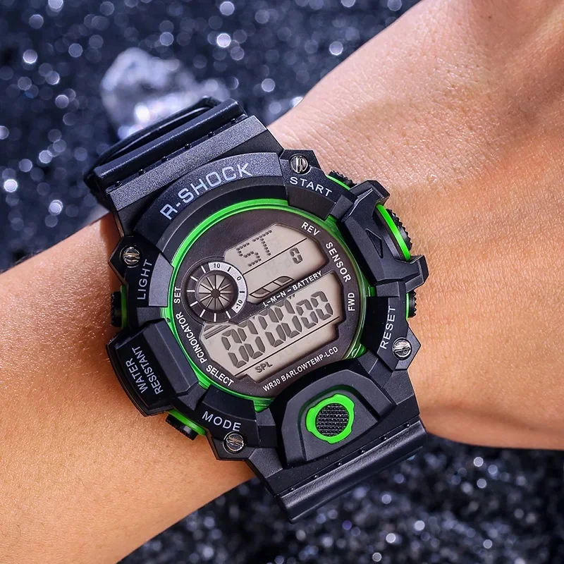 Estilo meninos esportes relógios display duplo digital led eletrônico relógios de pulso de quartzo para crianças