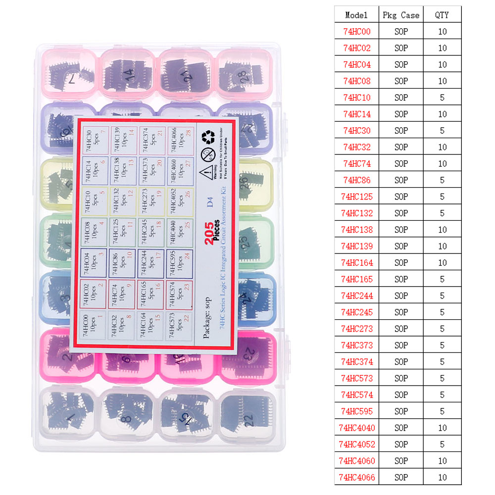 Kit di assortimento di Chip per circuiti integrati IC DIP SMD series 74HCXX 74LSXX CD4000 set di prese IC Logic CMOS comuni pacchetto Mix fai da te