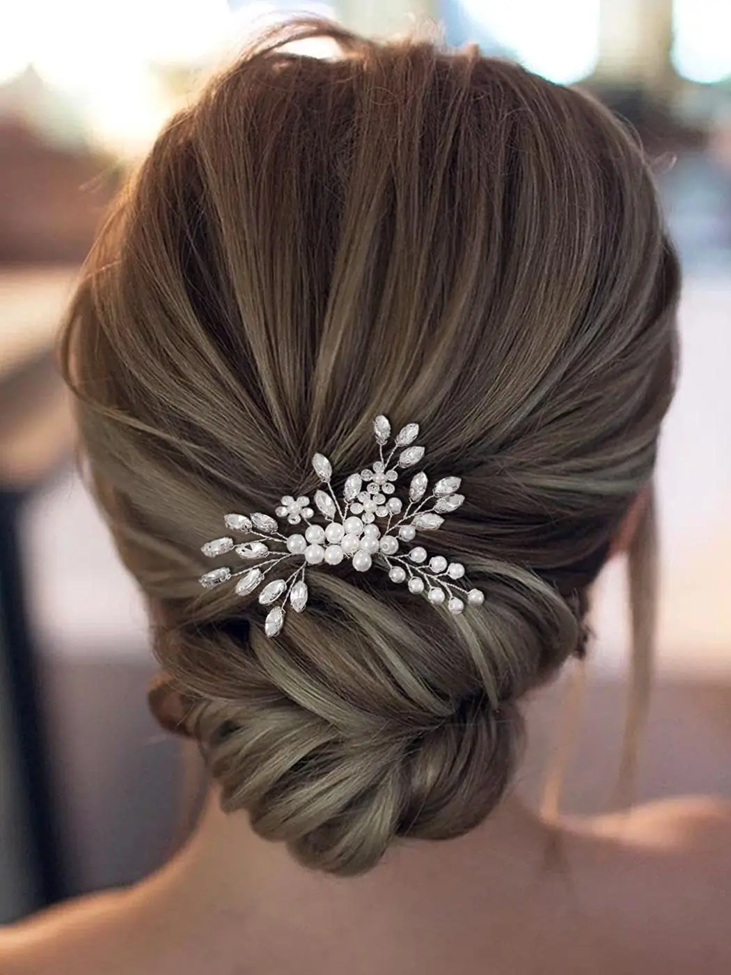 Peineta para el cabello con perlas y flores hecha a mano para mujer, diademas para novia, accesorios para el cabello de boda, Clips para diadema de cristal