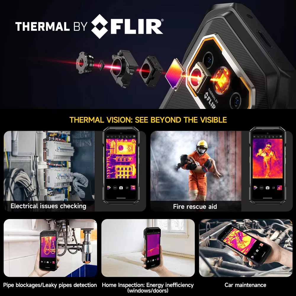 Teléfono resistente Ulefone Armor 27T Pro 5G con THERMAL BY FLIR® , 10600 mAh, Android 14, 50 MP+64 MP, 6,78", 24 GB+256 GB, NFC