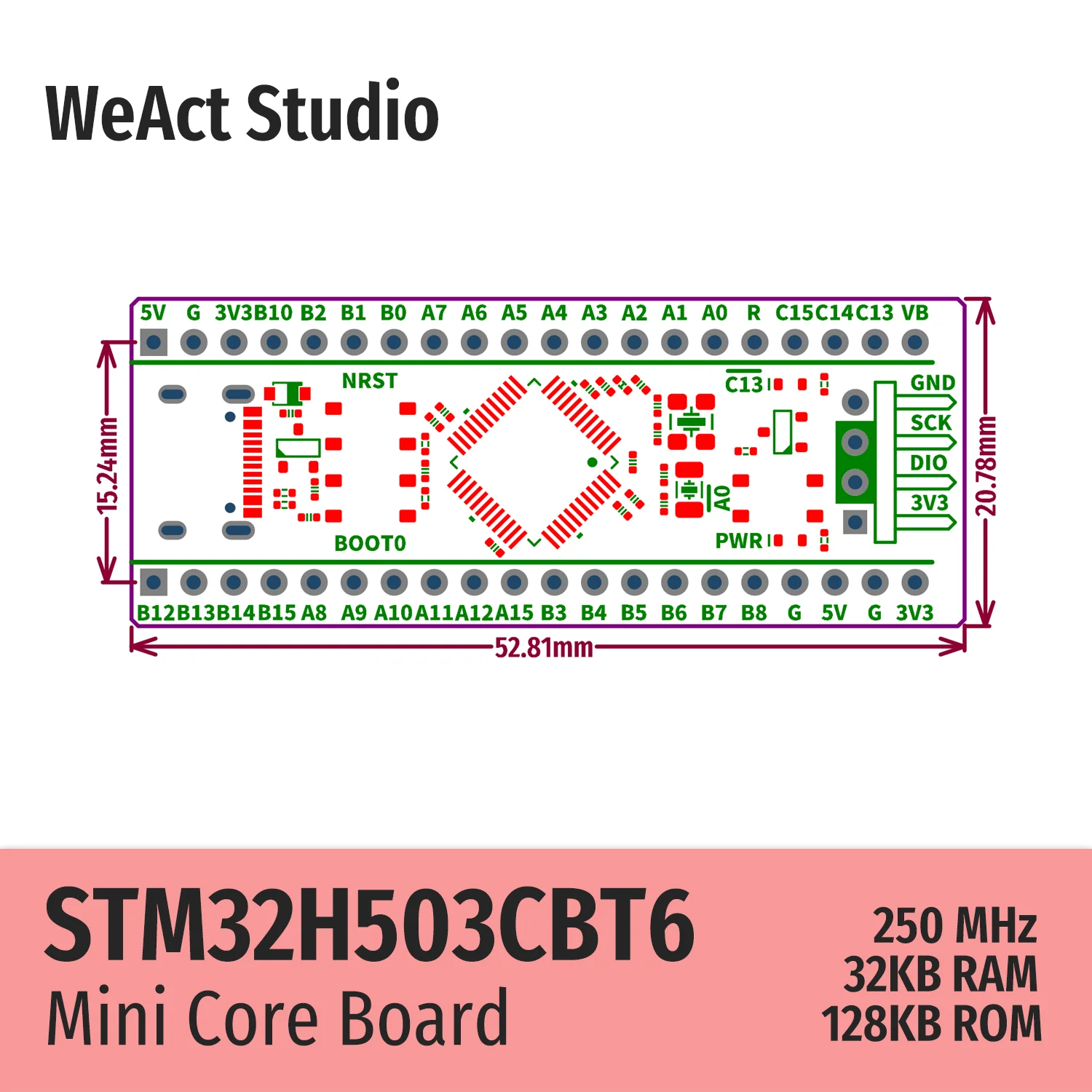 WeAct STM32H503CBT6 STM32H503CB STM32H503 STM32H5 STM32 Основная плата Демо-плата