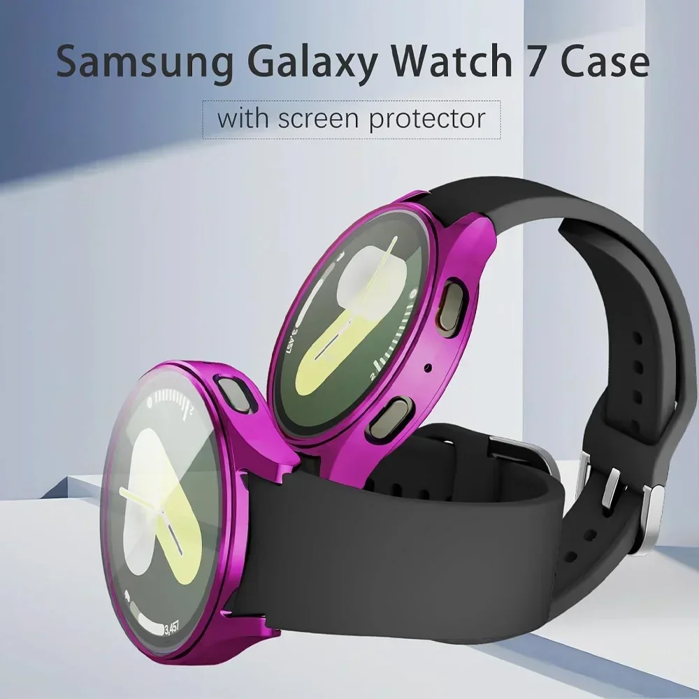 TPU-Hülle für Samsung Galaxy Watch 7-6-5-4-FE 40 mm 44 mm, vollständige Schutzhülle, Silikon-Stoßstange, Displayschutzfolie, Uhrenzubehör
