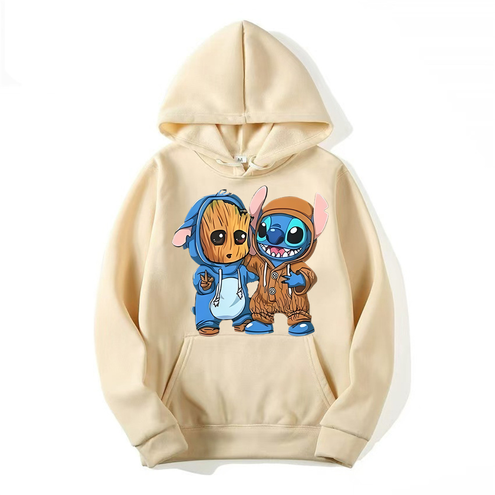 Disney Stitch hombres pulóver dibujos animados Anime mujeres sudaderas con capucha 2024 nuevo Casual Otoño Invierno pareja sudaderas de gran tamaño ropa Tops
