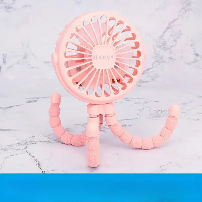 Ventilador plegable de mano USB, ventilador de mano para cochecito de bebé al aire libre, miniventilador de pulpo multifuncional pequeño silencioso de verano