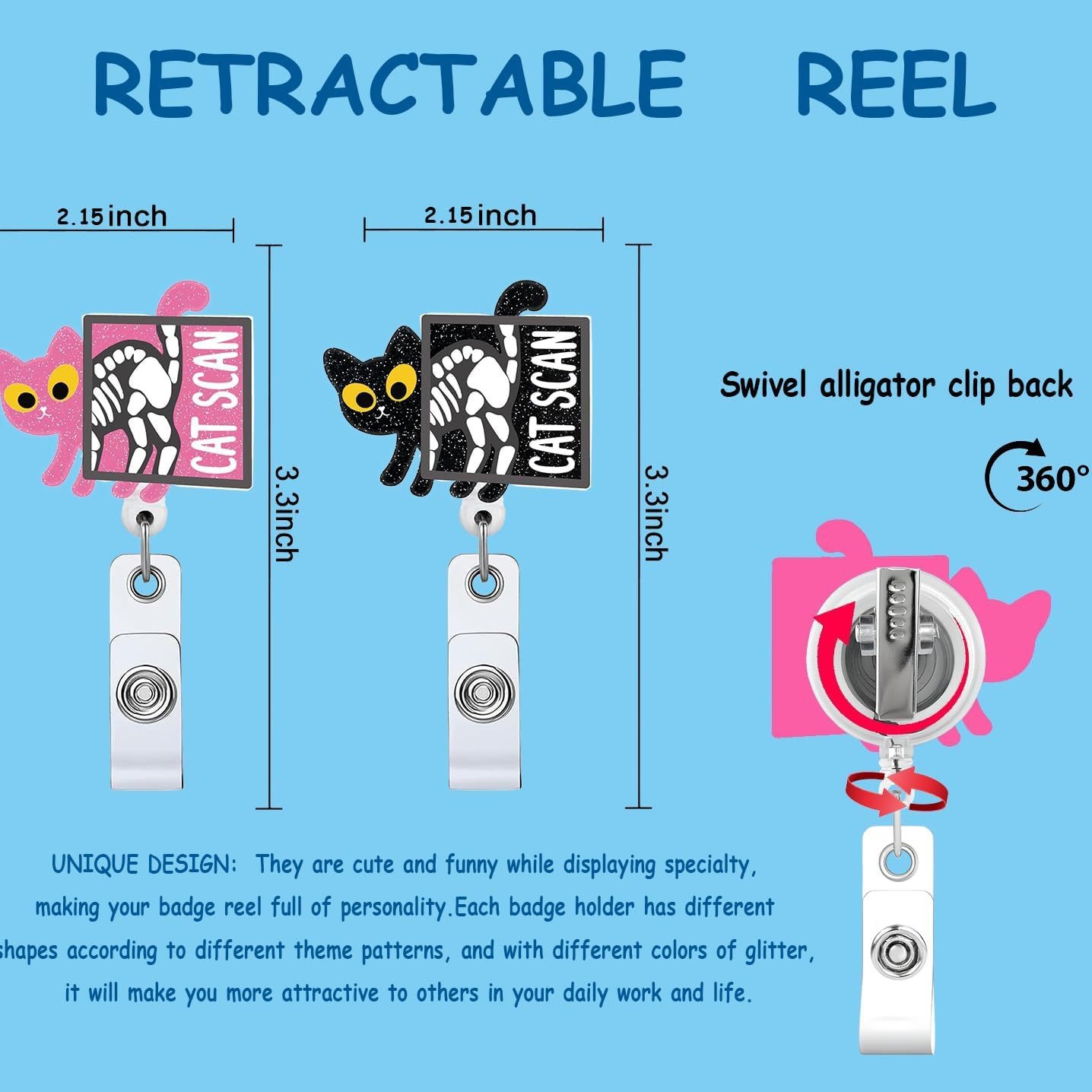 光沢のあるアクリル格納式ナースバッジリール,医師,病院,ID名バッジ,カードホルダー,ブローチ,キーホルダー