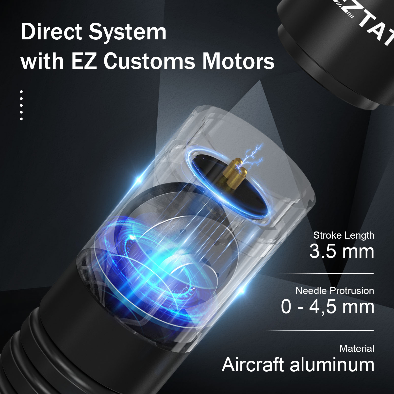 EZ Caster – Machine à tatouer à cartouche sans fil, stylo à batterie rotative avec bloc d'alimentation Portable, affichage numérique LED 1500mAh