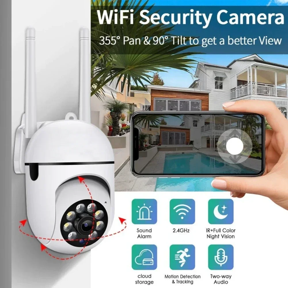 8MP Wifi Camera Wireless Security PTZ IP Camera AI Human Tracking 2-Way Audio CCTV Camera 4X Digital Zoom Cam Color Night Vision