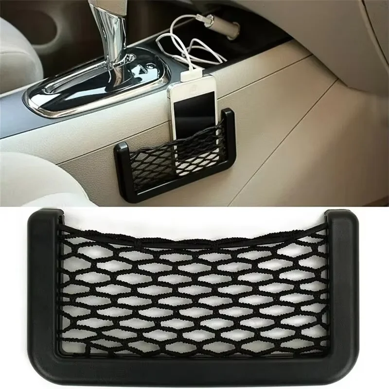 4 pçs assento de automóvel lado interior volta diversos bolso malha saco de armazenamento telefone net bolso titular saco de armazenamento do carro elástico flexível redes
