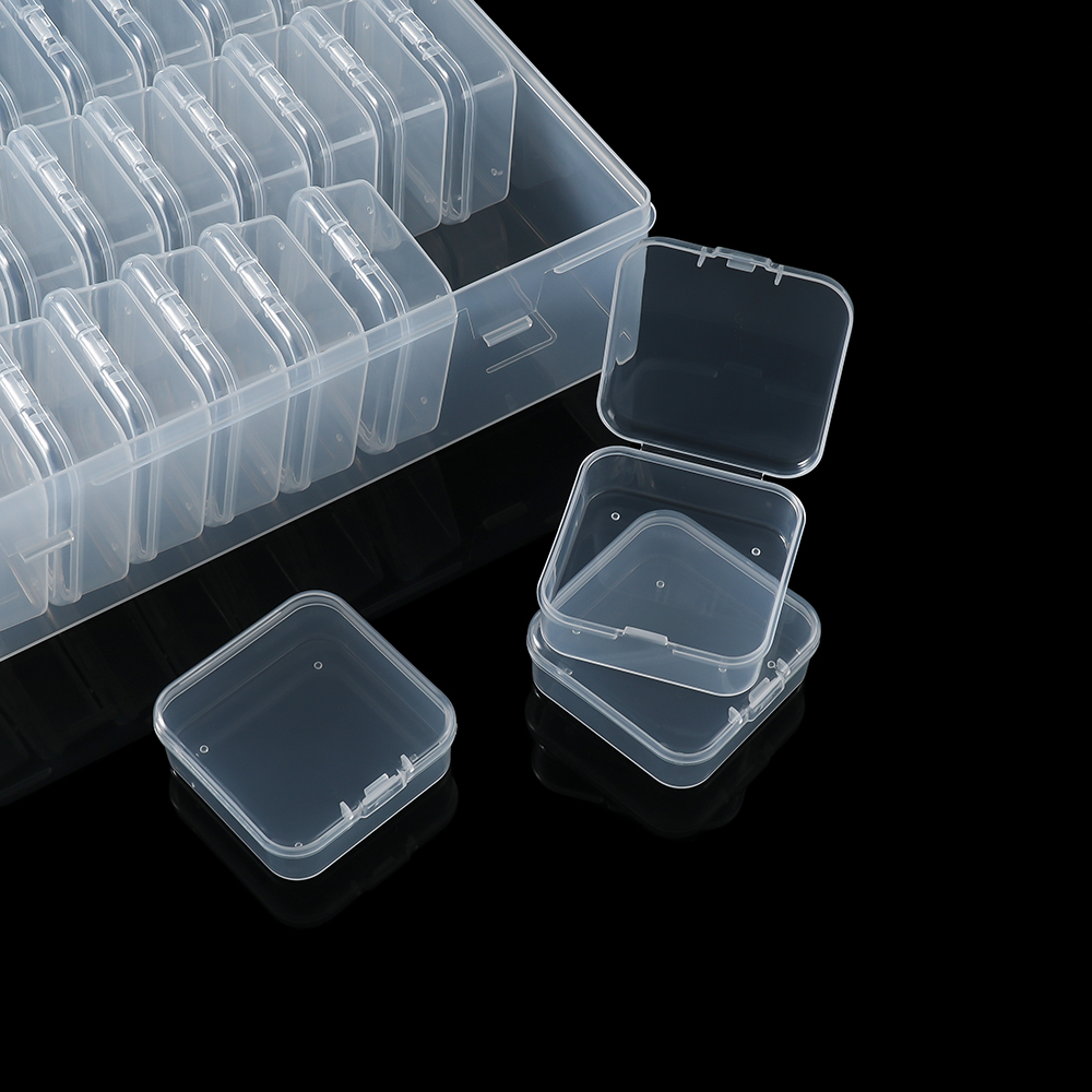 Portable Organizer Box 12/24/30Pcs Small Clear Plastic Bead Storage Containers with Hinged Lid for Storage Small Crafts Jewelry