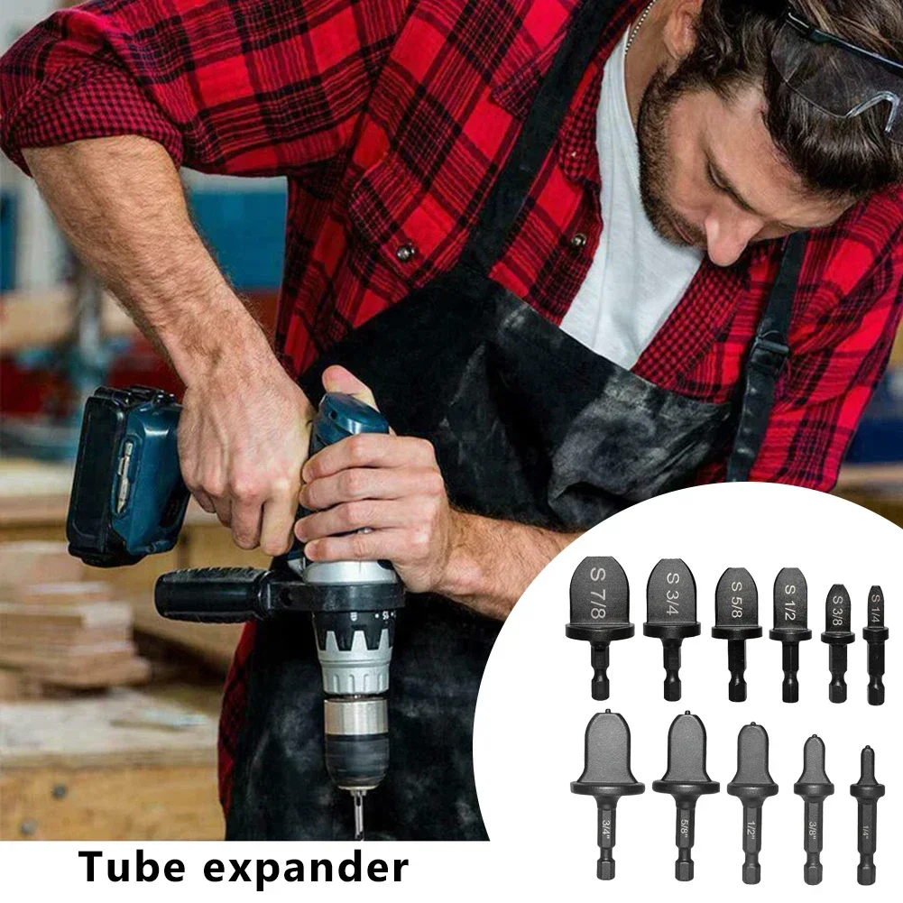 Tube Pipe Expander Copper Tube Hex Shank Pipe Expander for Air Conditione Swaging Pipe Flaring Takeover Repair Tool 5/6/11PCS