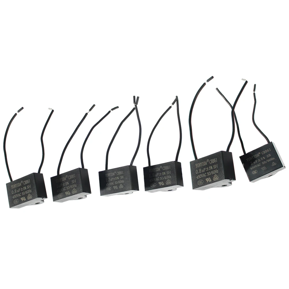 1/5PCS CBB61 450V Start Kondensator 0,8/1/1,2/1,5/1,8/2/2,5/3/3,5/4/4,5/5/6/7/8/10UF Fan Decke Abgas Motor Betrieb Kondensatoren CBB
