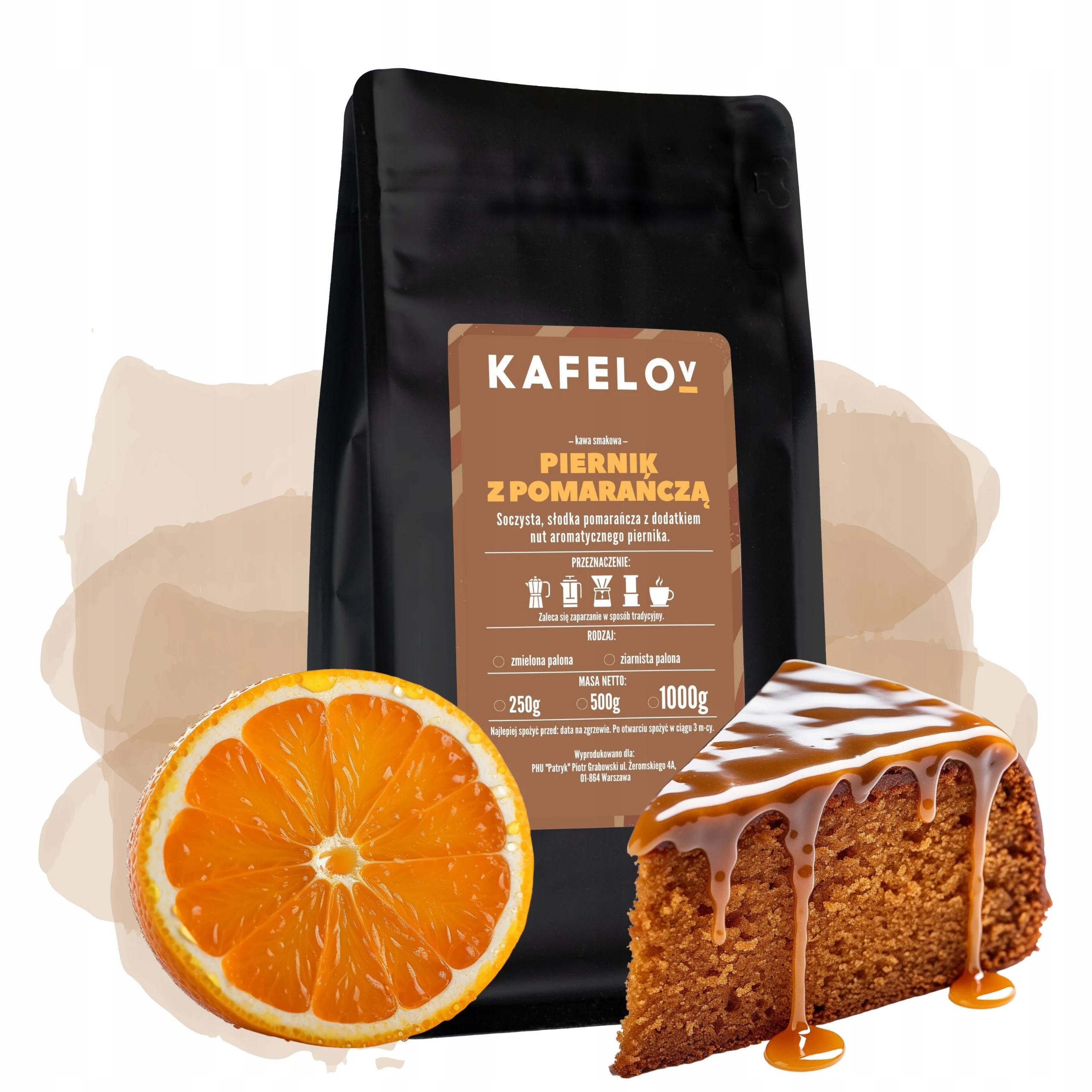 Kawa mielona 1kg Kafelov PIERNIK Z POMARAŃCZĄ