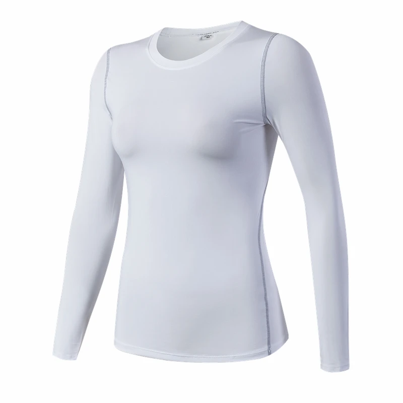 ベースレイヤーフィットネススポーツシャツ速乾性女性長袖トップジムジョギング女性 Tシャツトレイントレーニング服白ヨガシャツ