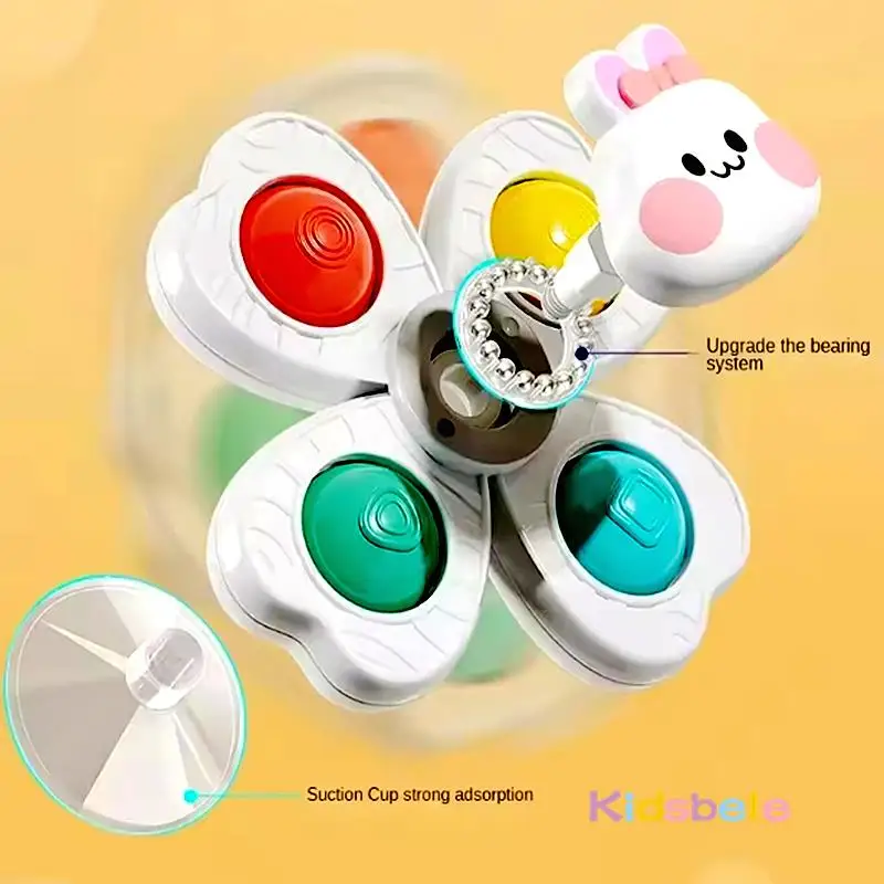 아기 빨판 Fidget 회전 장난감 식탁 욕실 창 여행 재미 스피너 장난감 3 PCS 유아 감각 스트레스 릴리버 선물