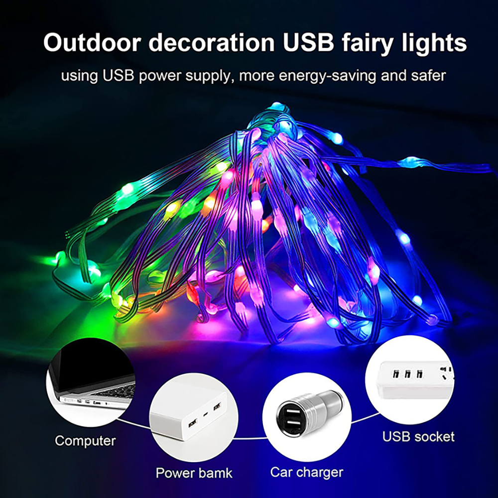 40M LED Outdoor Christmas Decorative Light RGB IC Bluetooth APP Control 5V USB LED Fairy Tale Light String For Wedding Party