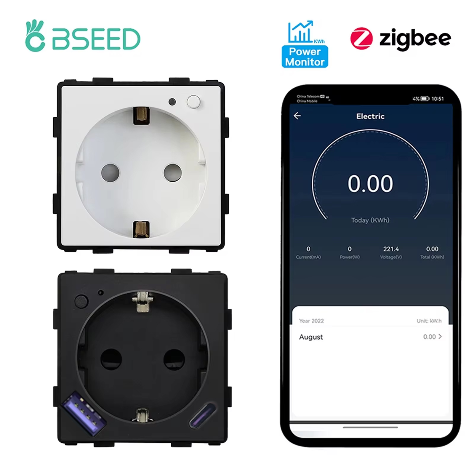 Настенная розетка BSEED ZigBee, функциональная часть, монитор мощности, умный монитор мощности, розетки для ключей, приложение Google Smart Life, розетка Alexa EU Standa