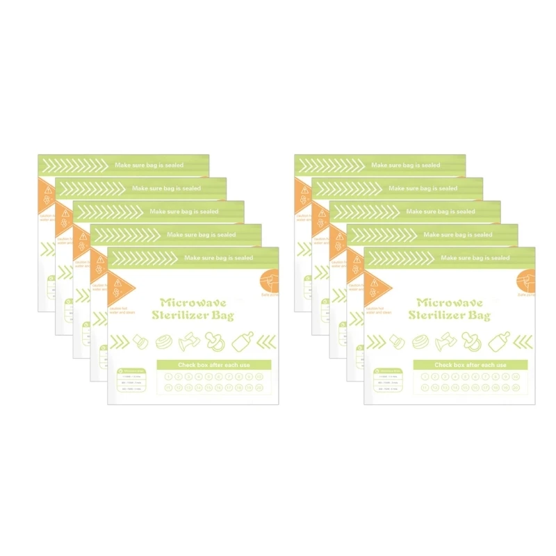 Paquete 10 bolsas desinfección para microondas para biberones, accesorio para extractor leche