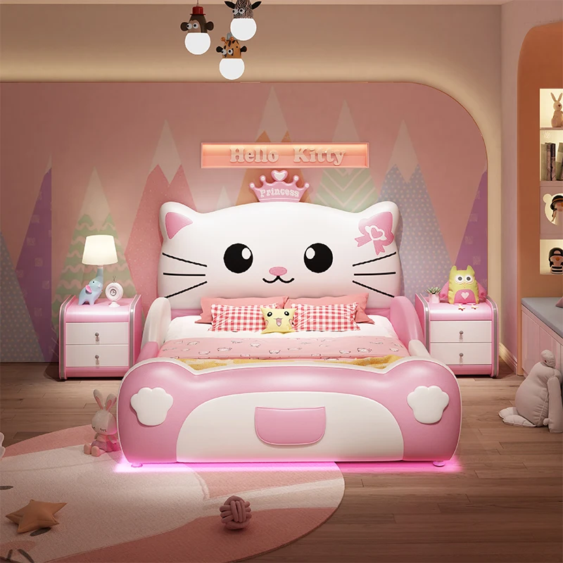 European Girls Luxury Double Bed Modern Soft Design Loft Single Children Beds Frames Baby Organizer Creative Trendy Furniture
