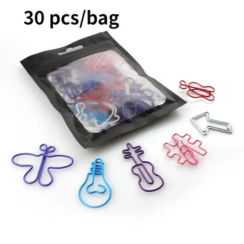 30Pcs/bag Creative Office Supplies Decorative Bookmarks Memo Bookmark Marking Clips Paperclip Bookmarks Random